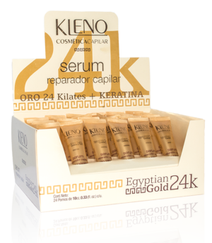 KLENO SERUM REPARADOR CAPILAR - ORO LÍQUIDO 24K + KERATINA -10cc.